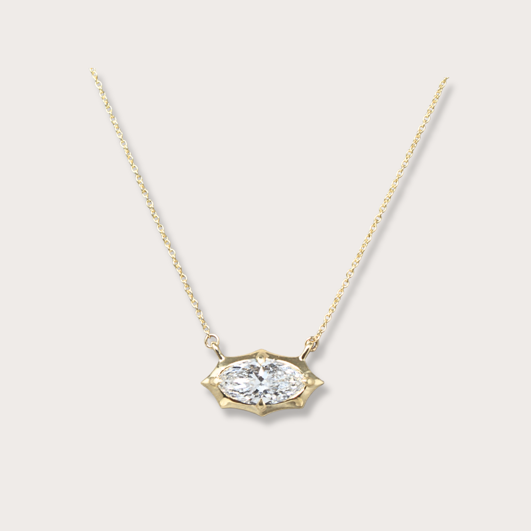 Lab diamond .84ct marquee gold necklace