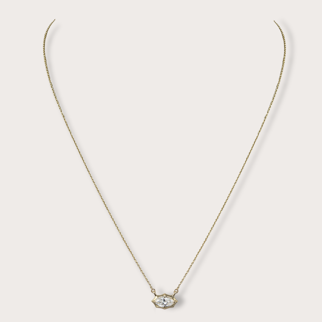 Lab diamond 1.53ct marquee gold necklace