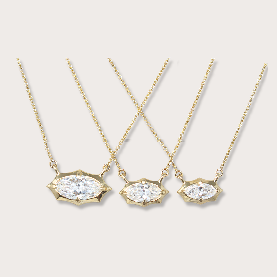 Lab diamond .59ct marquee gold necklace