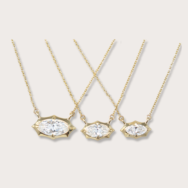 Lab diamond .84ct marquee gold necklace