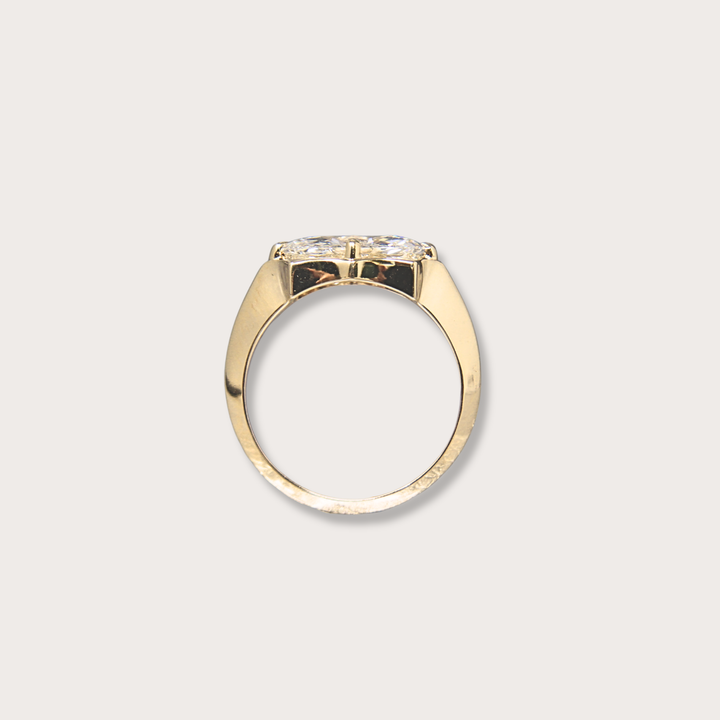 Lab diamond 3 prong pinky ring