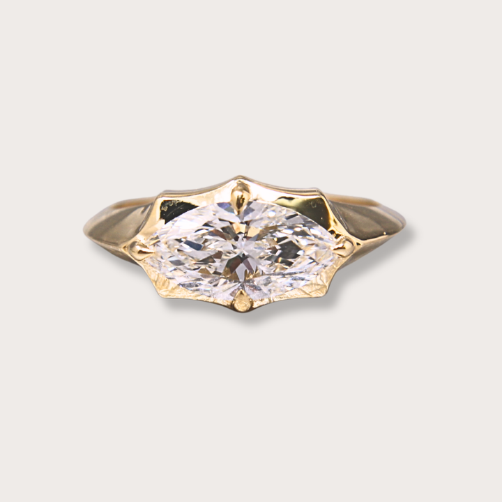 Lab diamond 3 prong pinky ring