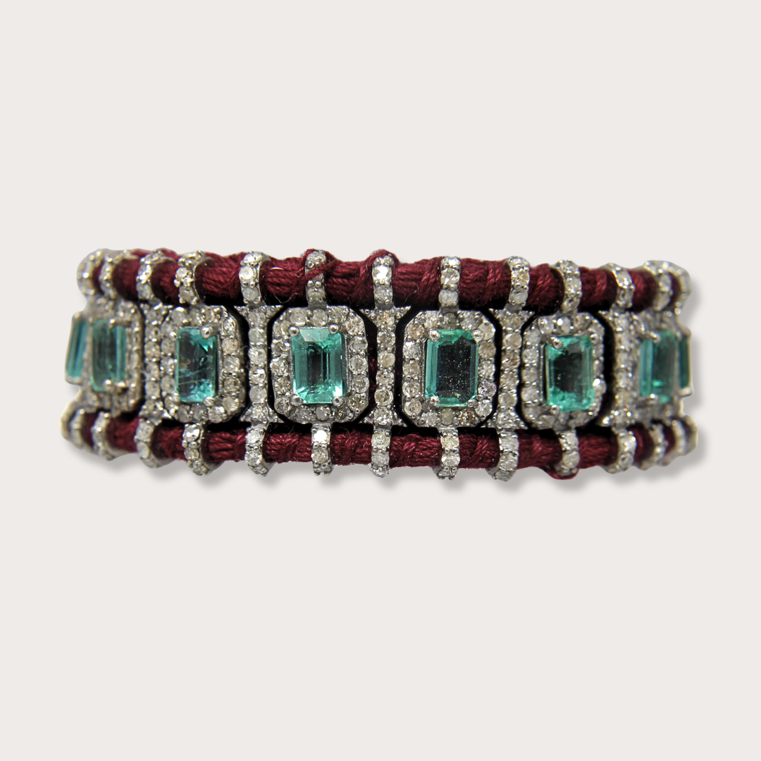 Pulsera Macrame Wine Emerald