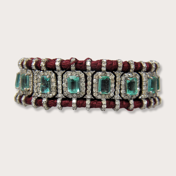 Pulsera Macrame Wine Emerald