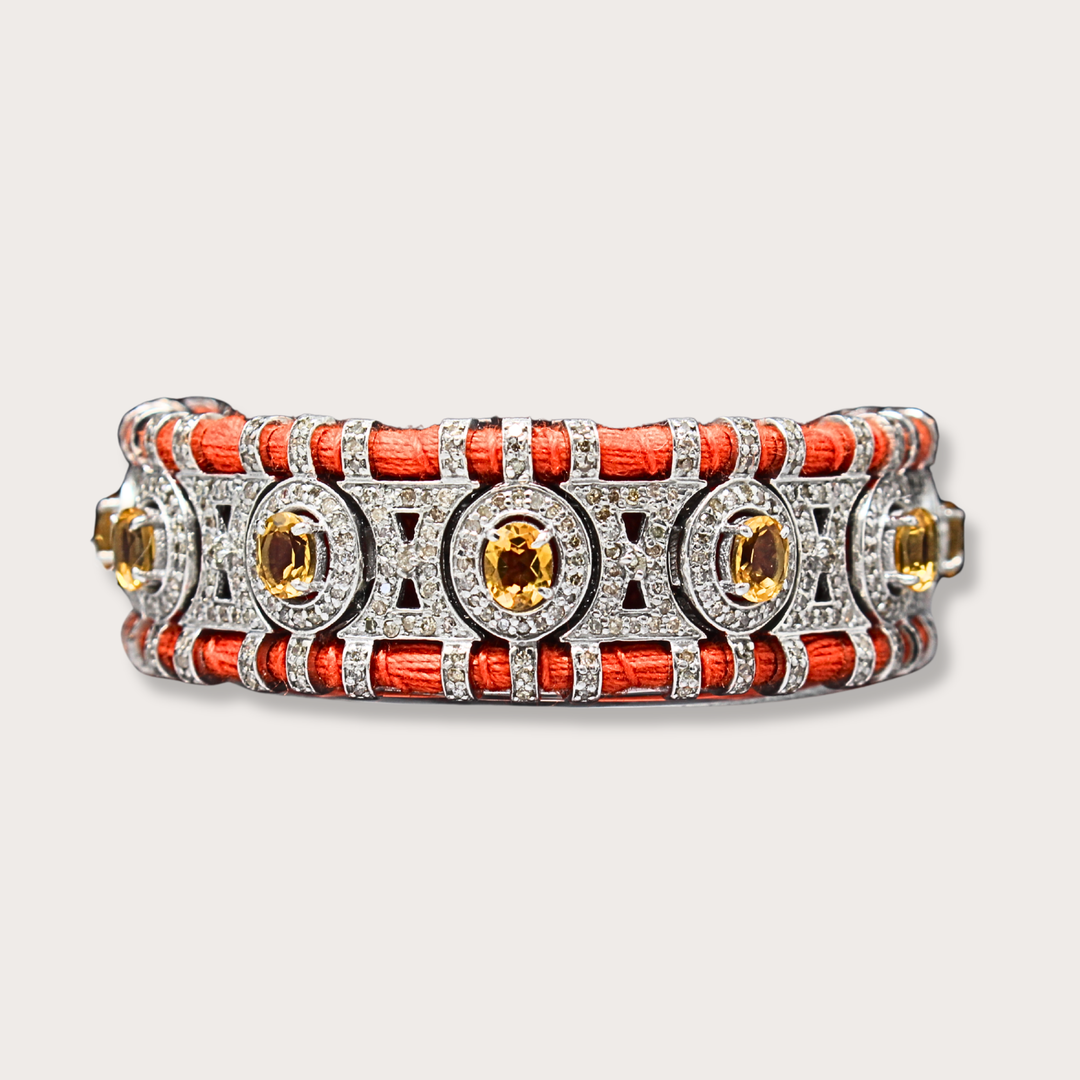 Orange Macrame Bracelet with Orange Citrines