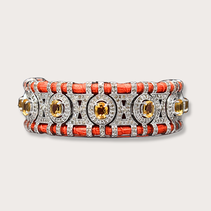 Orange Macrame Bracelet with Orange Citrines