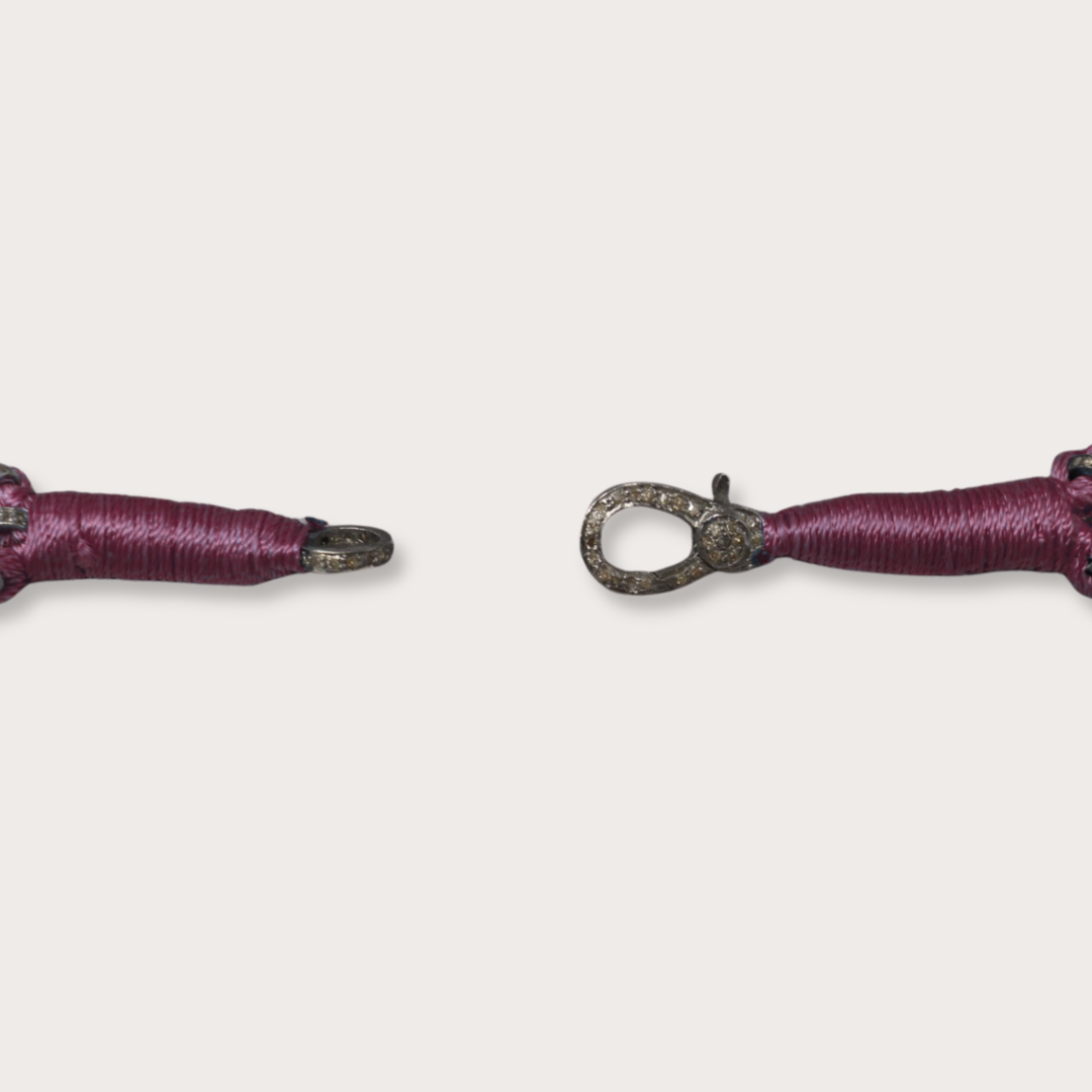 Wine Macrame Bracelet with Rubies