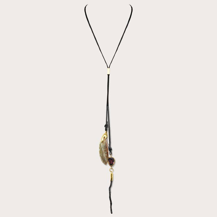 Abalone Shell with Black Coral-Style Pendant