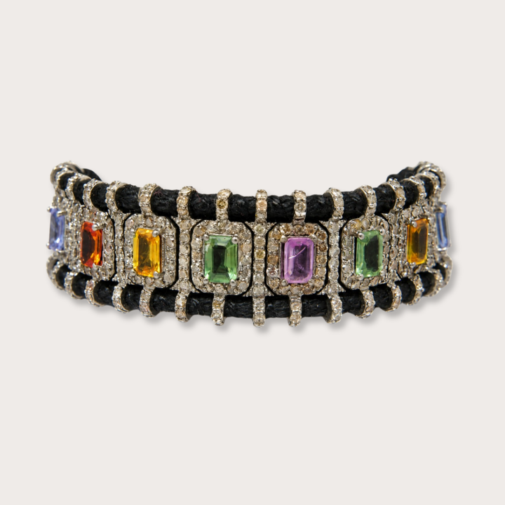 Pulsera Macrame Rectangular Saphire Multicolor