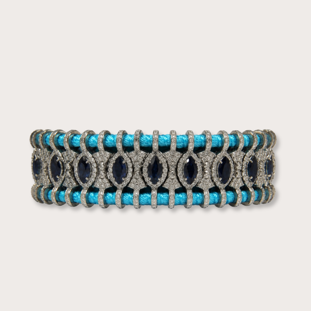 Pulsera Macrame Sky Blue Saphire