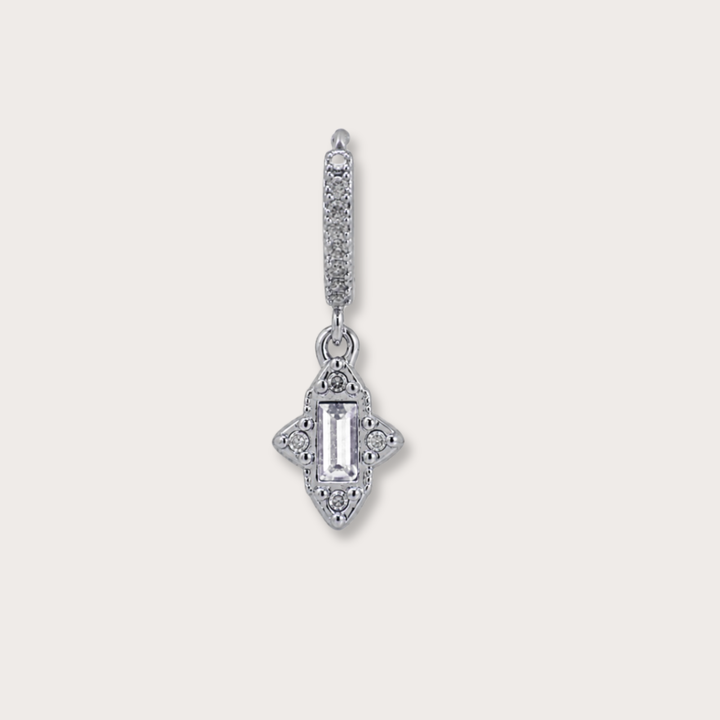 Vintage Rectangular Gem Piercing Silver