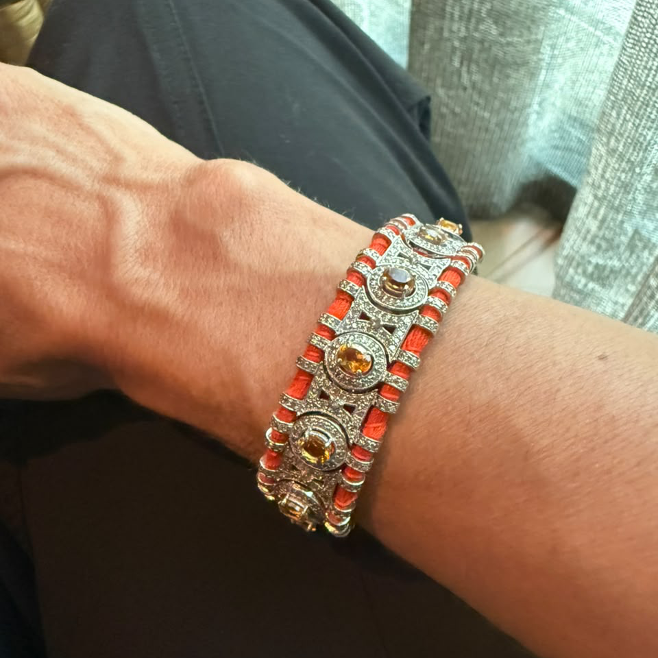 Orange Macrame Bracelet with Orange Citrines