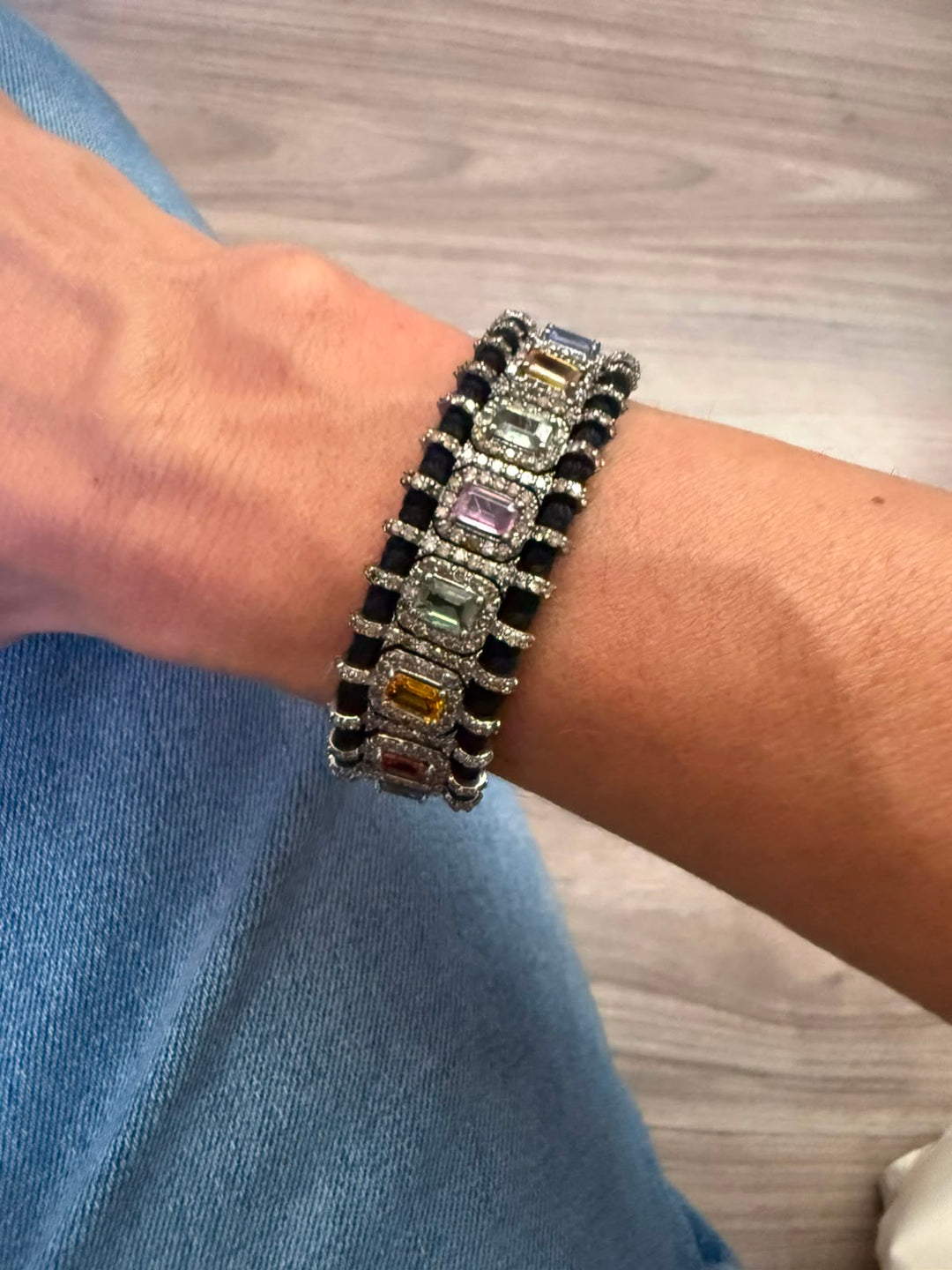 Pulsera Macrame Rectangular Saphire Multicolor