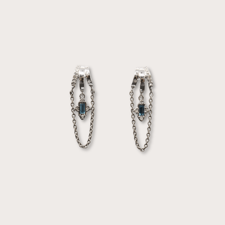 Cordelia Rectangular Gem Silver - LAURA CANTU JEWELRY