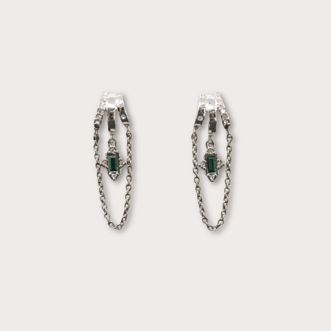 Cordelia Rectangular Gem Silver - LAURA CANTU JEWELRY