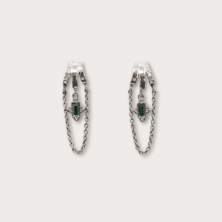 Cordelia Rectangular Gem Silver - LAURA CANTU JEWELRY