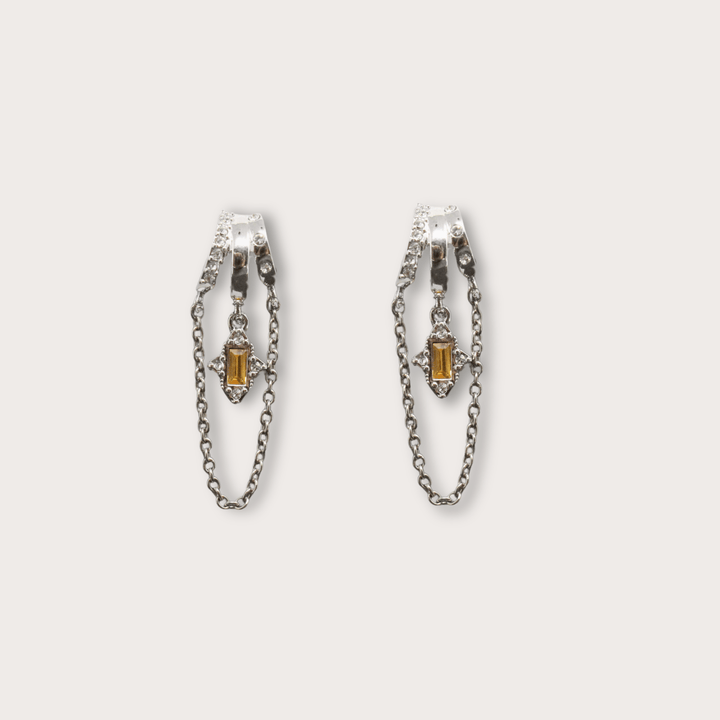 Cordelia Rectangular Gem Silver - LAURA CANTU JEWELRY