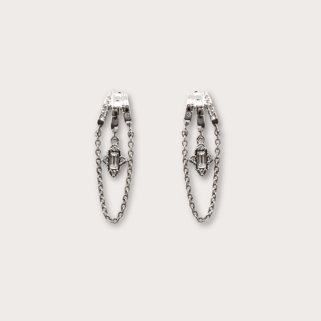 Cordelia Rectangular Gem Silver - LAURA CANTU JEWELRY