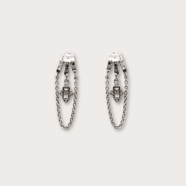 Cordelia Rectangular Gem Silver - LAURA CANTU JEWELRY