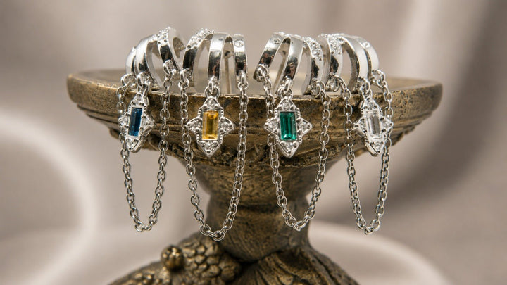 Cordelia Rectangular Gem Silver - LAURA CANTU JEWELRY