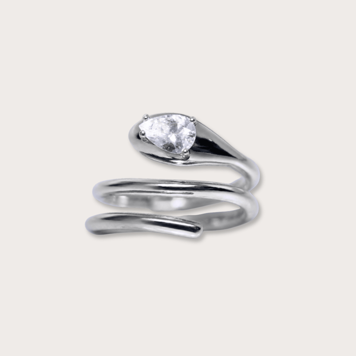 Crystal Serpent Silver Ring - LAURA CANTU JEWELRY