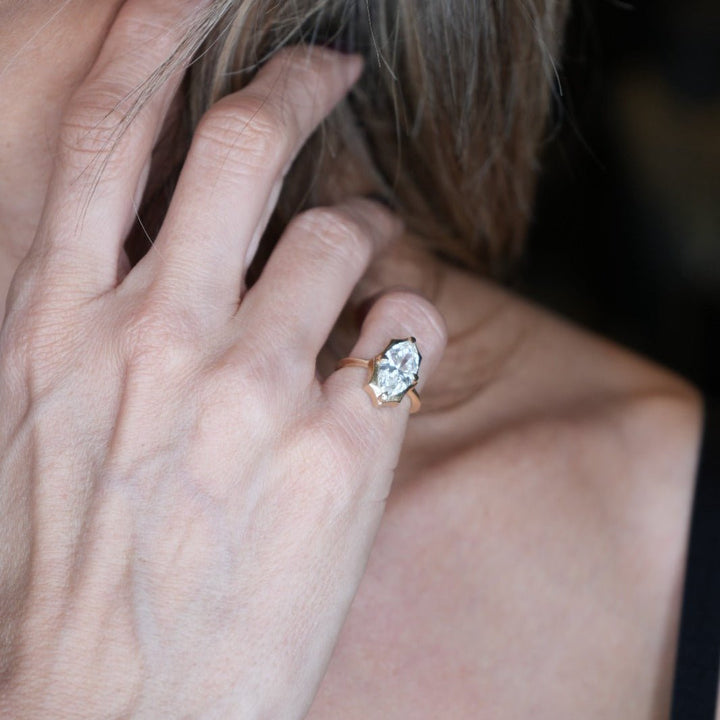 Lab diamond 2.01ct marquee pinky ring