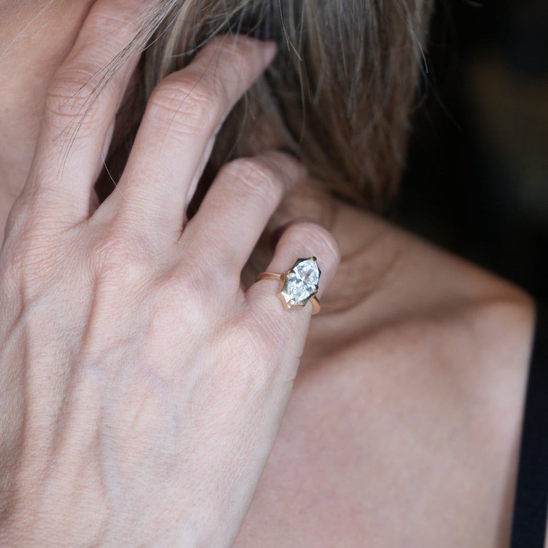 Lab diamond 2.01ct marquee pinky ring - LAURA CANTU JEWELRY