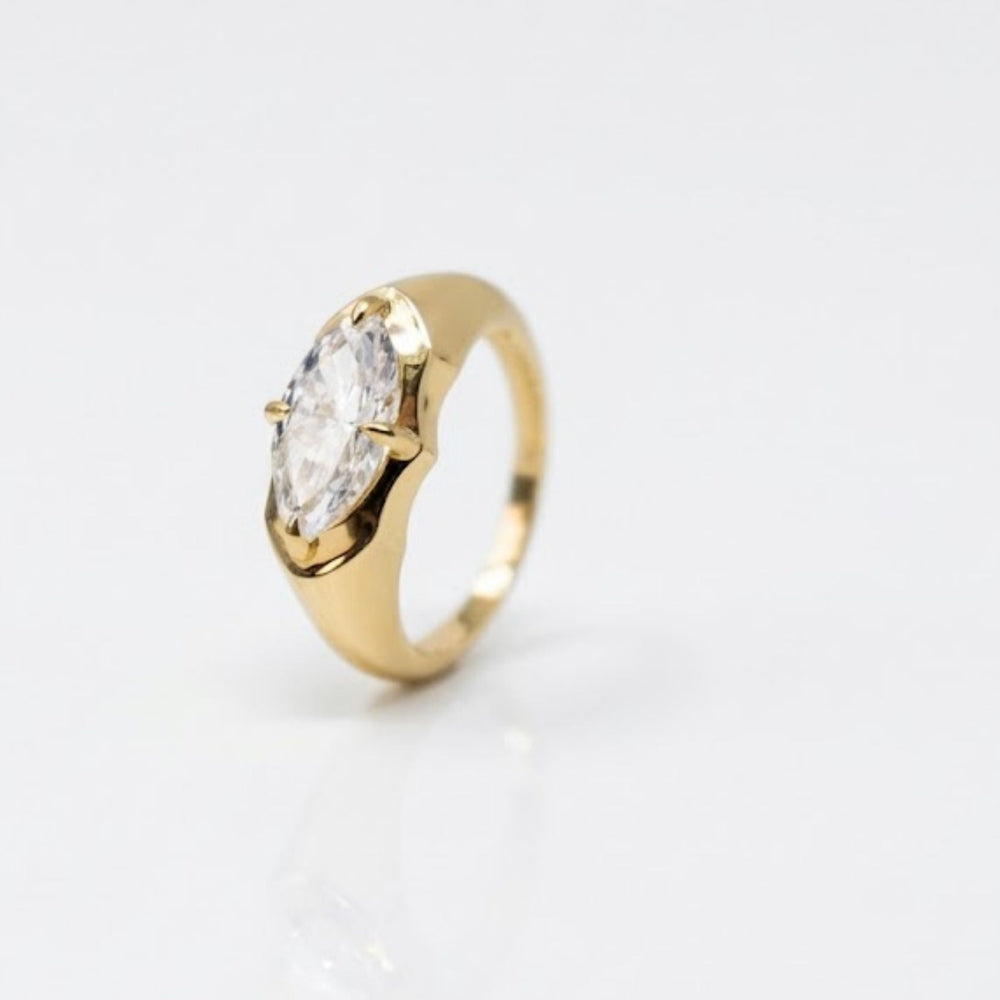 Lab diamond 3 prong pinky ring - LAURA CANTU JEWELRY