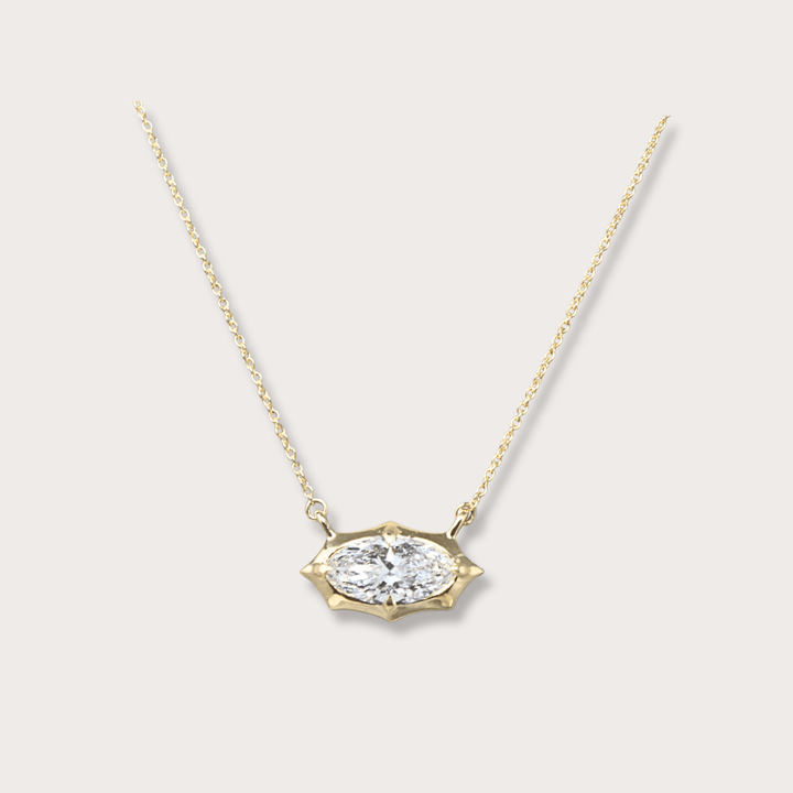 Lab diamond .59ct marquee gold necklace - LAURA CANTU JEWELRY
