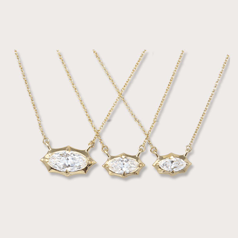Lab diamond .59ct marquee gold necklace - LAURA CANTU JEWELRY