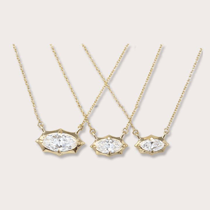 Lab diamond .59ct marquee gold necklace - LAURA CANTU JEWELRY