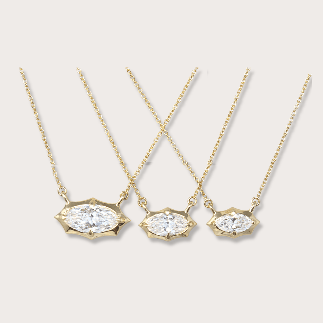 Lab diamond .84ct marquee gold necklace - LAURA CANTU JEWELRY