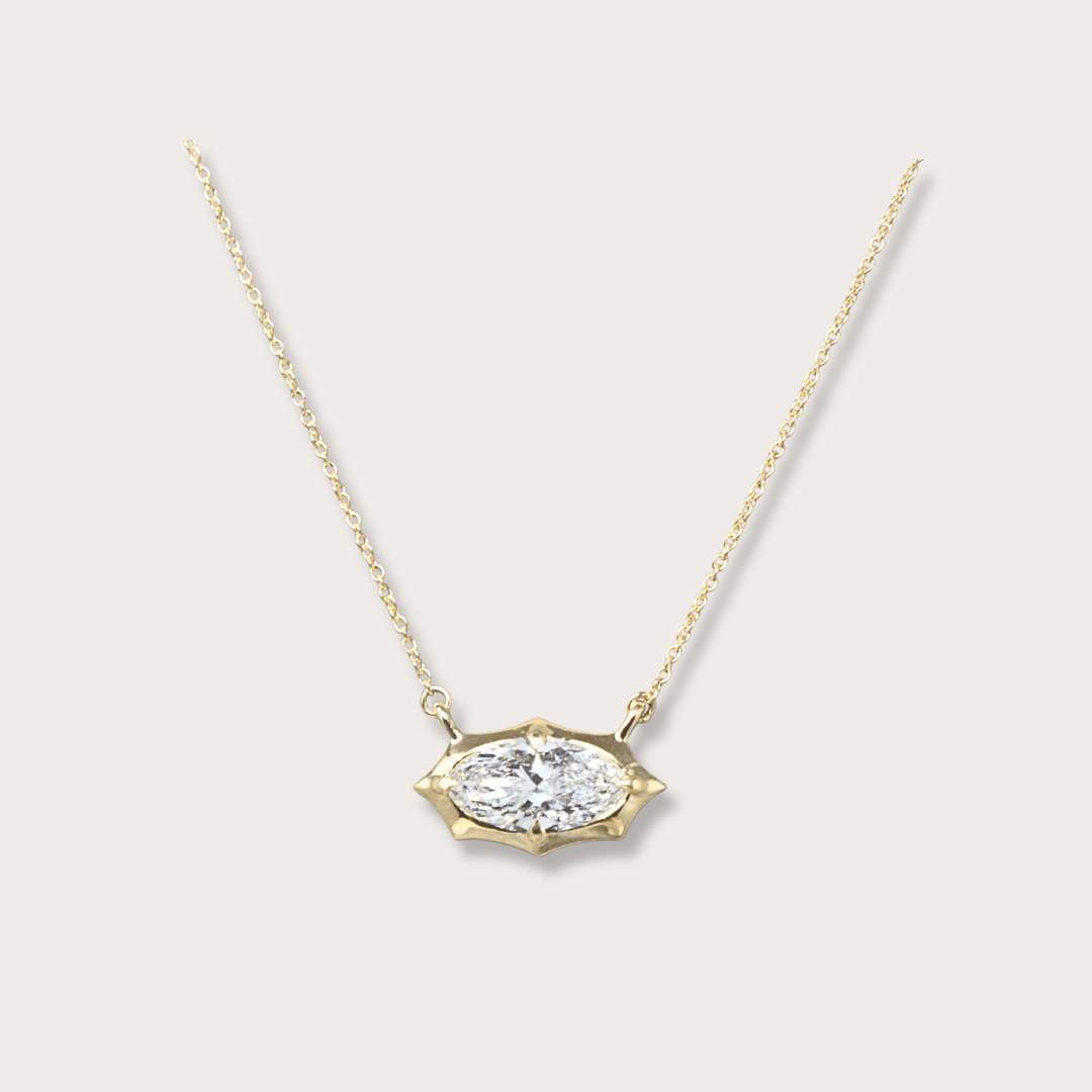 Lab diamond .84ct marquee gold necklace - LAURA CANTU JEWELRY