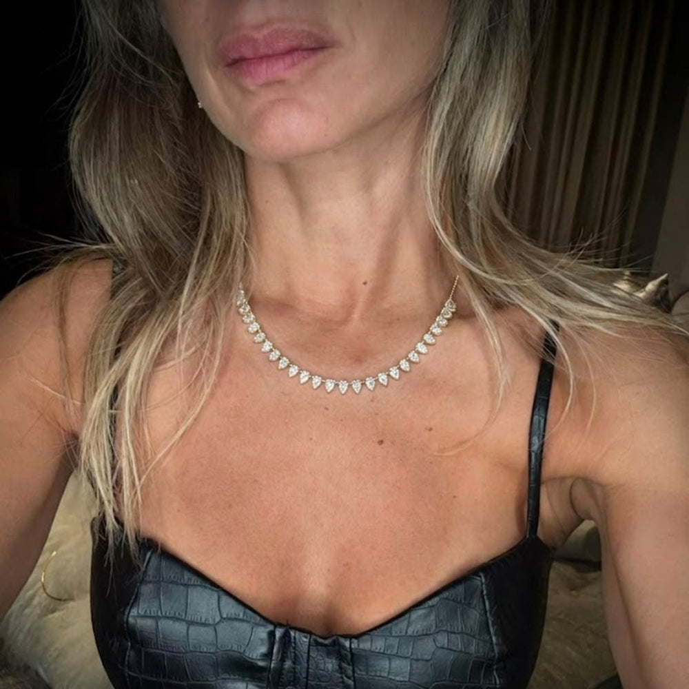 Lab diamond pear tennis necklace - LAURA CANTU JEWELRY