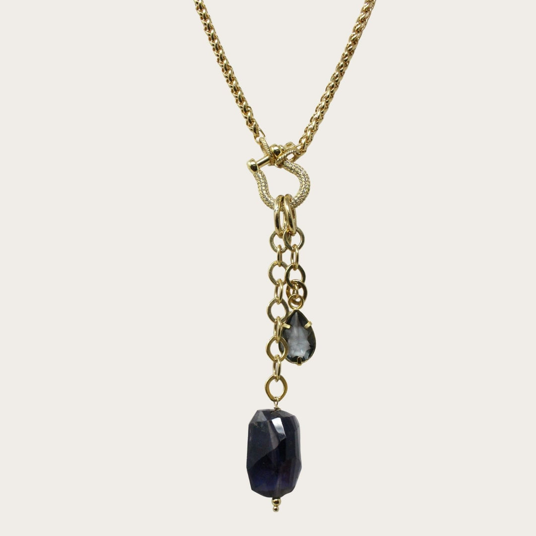 Lumna Rhinestone Lock Neckace VII - LAURA CANTU JEWELRY