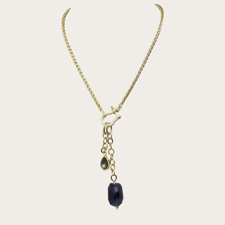 Lumna Rhinestone Lock Neckace VII - LAURA CANTU JEWELRY