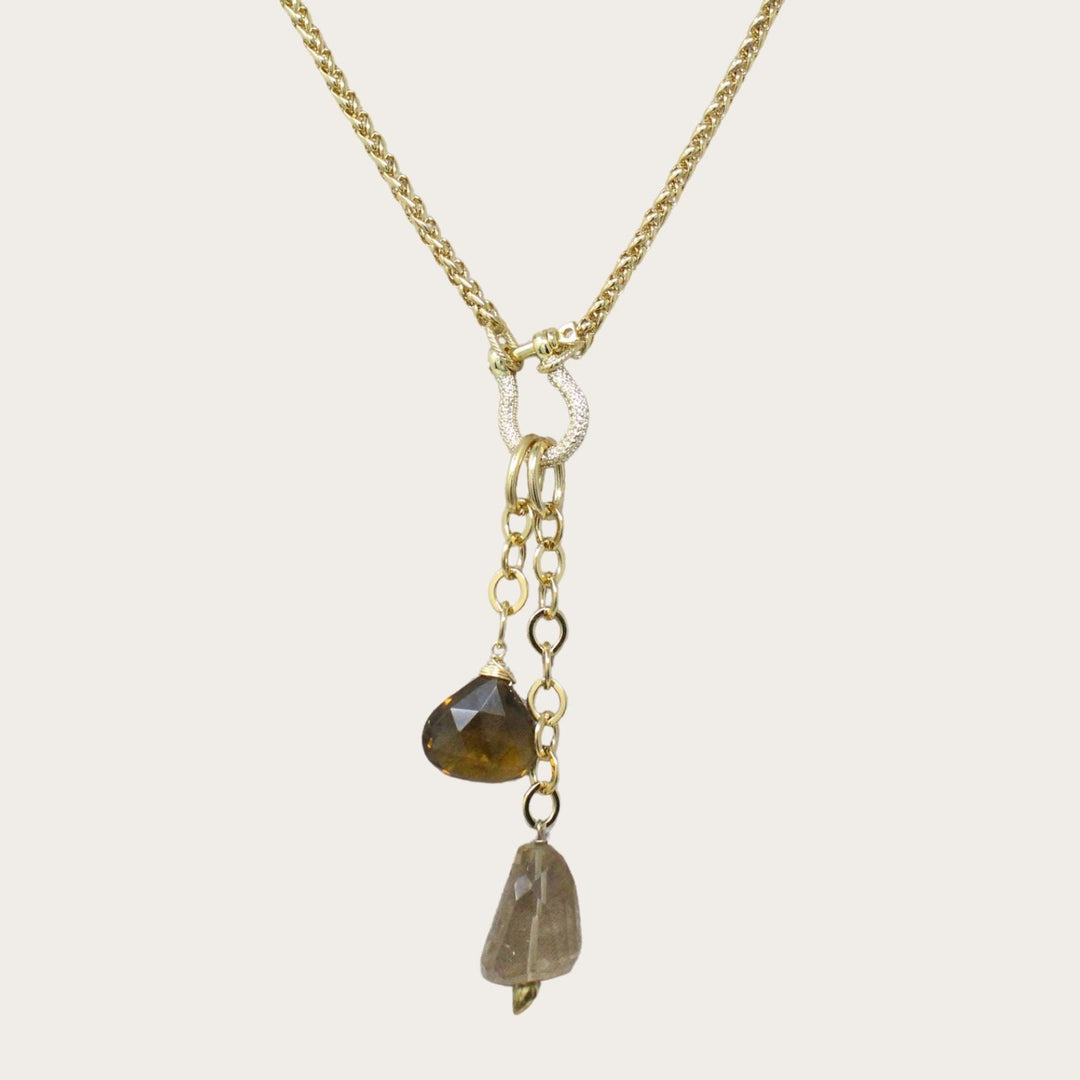 Lumna Rhinestone Lock Necklace I - LAURA CANTU JEWELRY