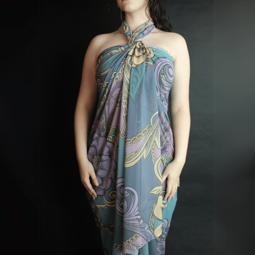 Mascada/Pareo Flor Morada - LAURA CANTU JEWELRY