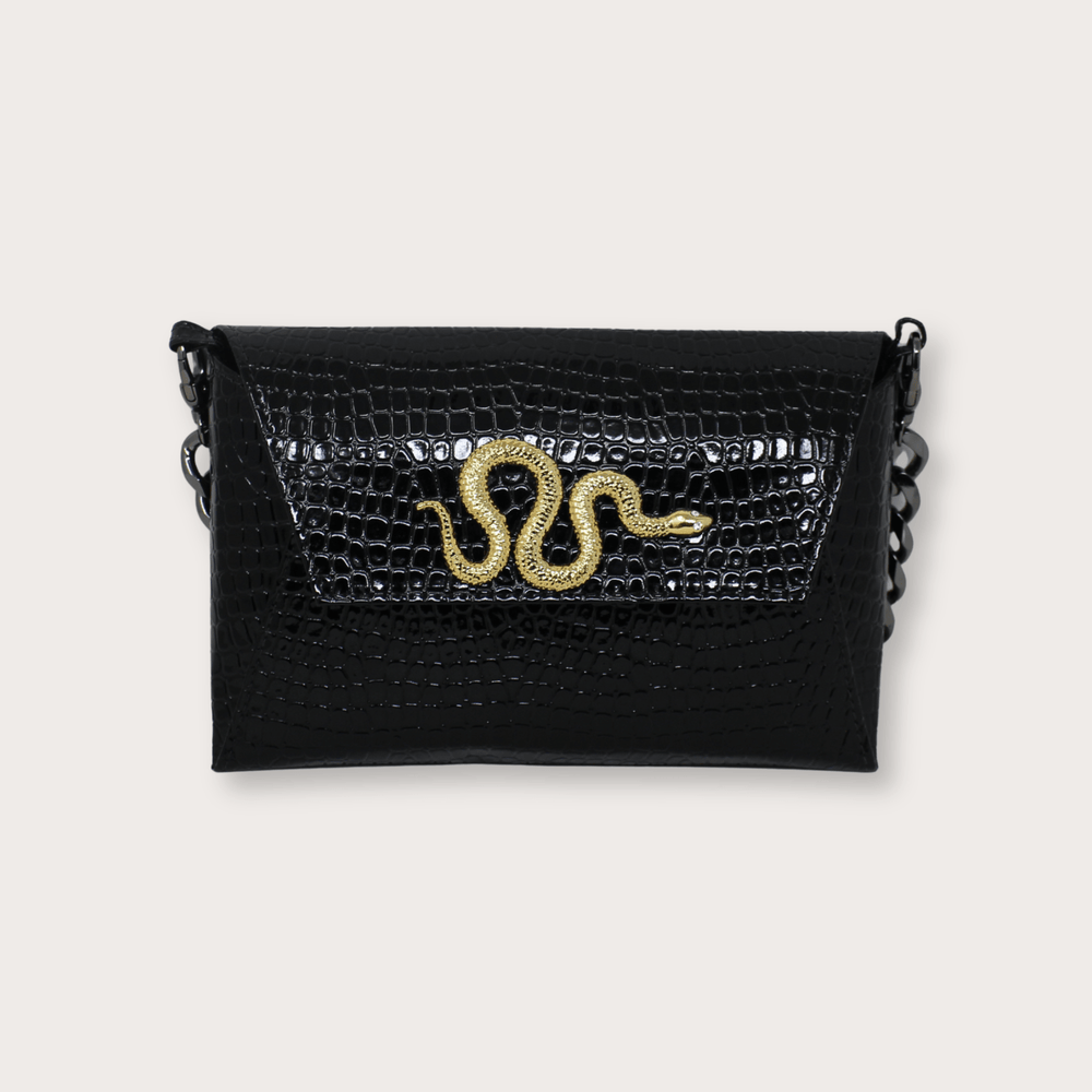 Natasha Black Gold Snake Clutch - LAURA CANTU JEWELRY