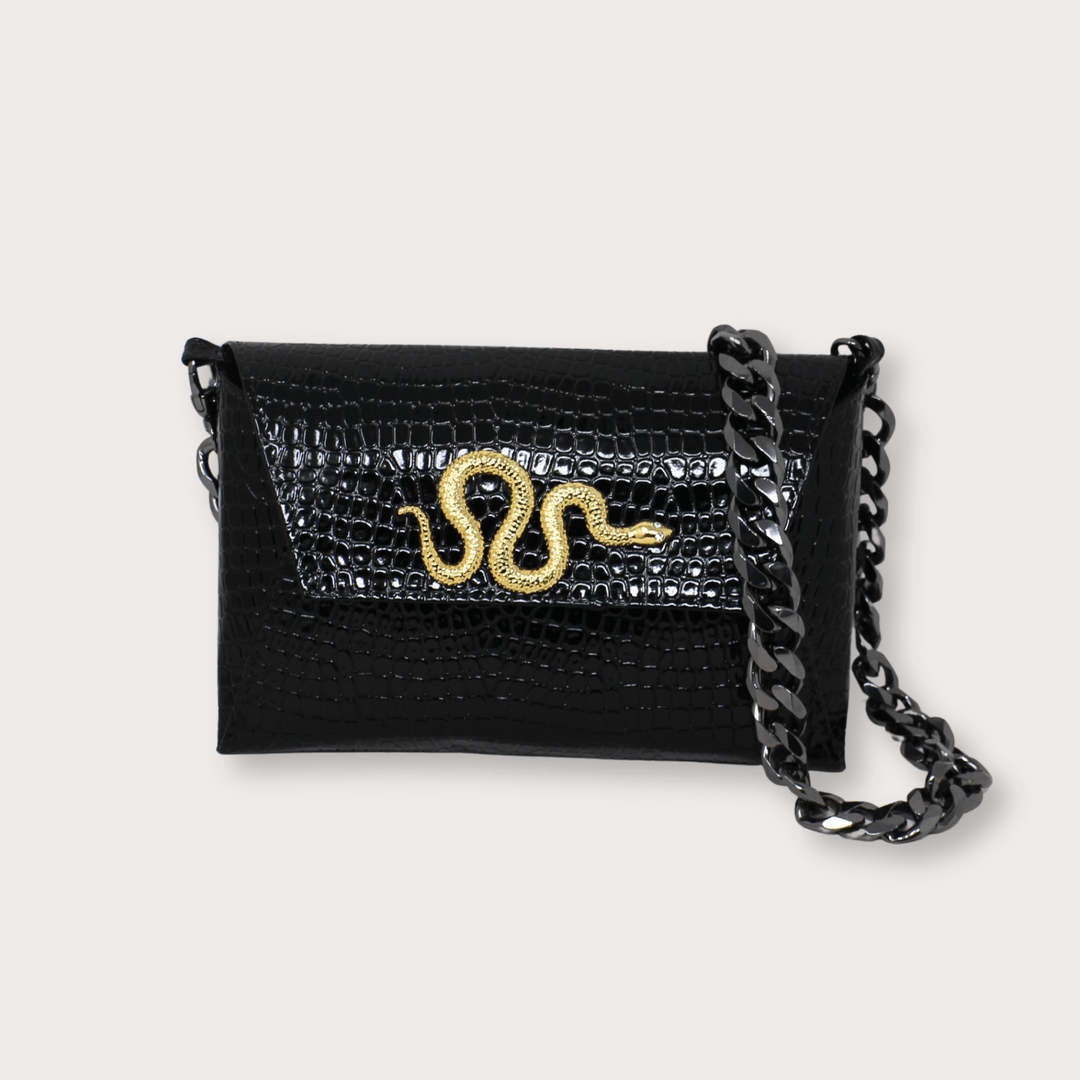 Natasha Black Gold Snake Clutch - LAURA CANTU JEWELRY
