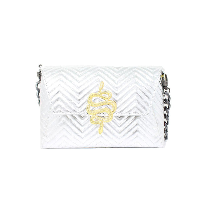 Natasha Gold Snake Clutch (Antique Silver Chain) - LAURA CANTU JEWELRY