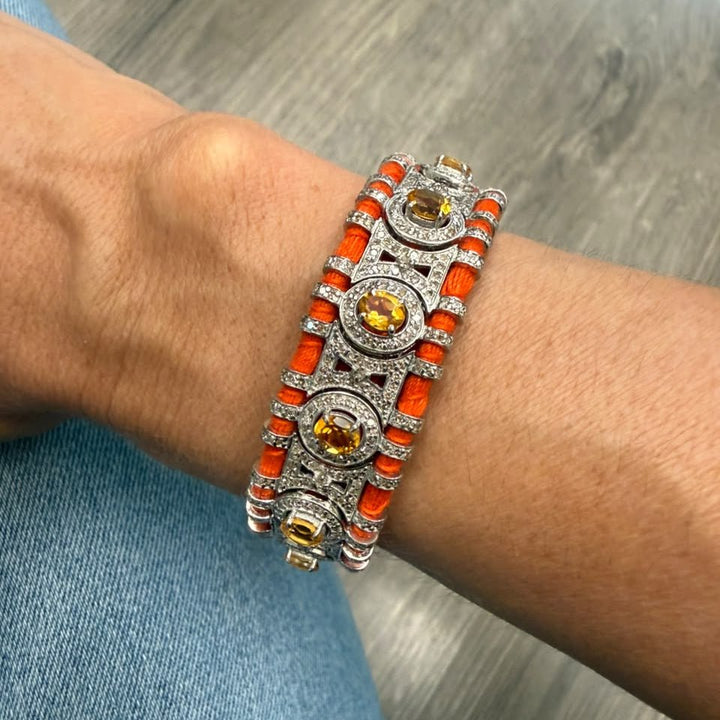 Orange Macrame Bracelet with Orange Citrines - LAURA CANTU JEWELRY