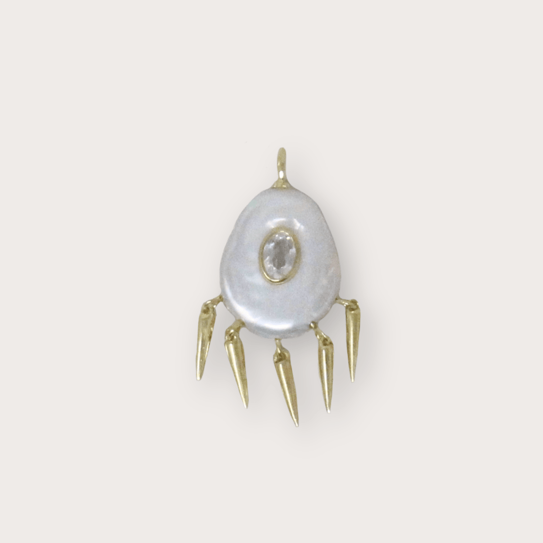 Pearl and Golden Spikes Pendant - LAURA CANTU JEWELRY