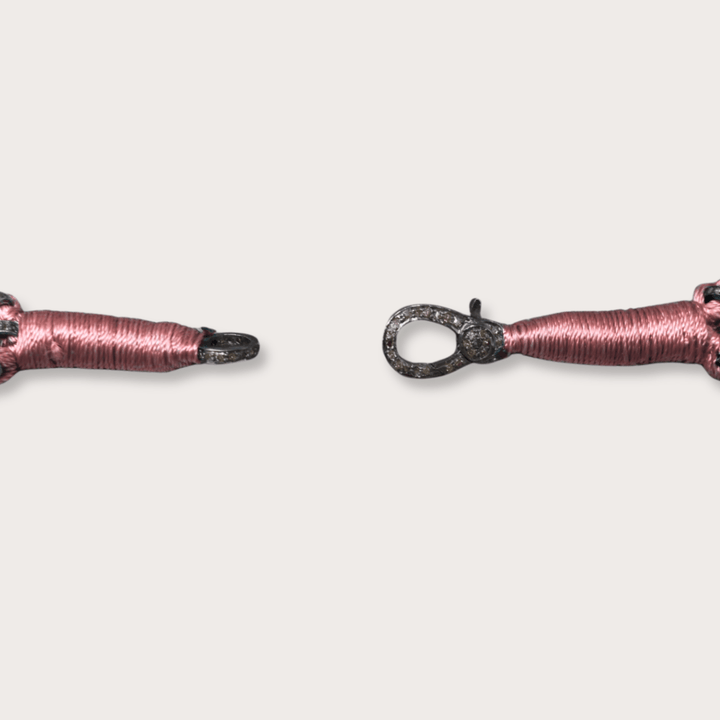 Pink Macrame Bracelet with Multi Sapphires - LAURA CANTU JEWELRY