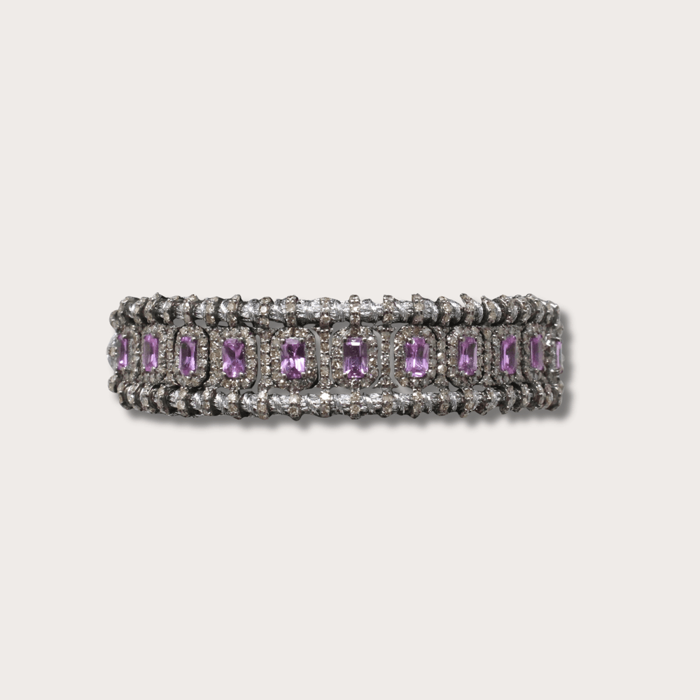 Pulsera Macrame Pink Saphires - LAURA CANTU JEWELRY