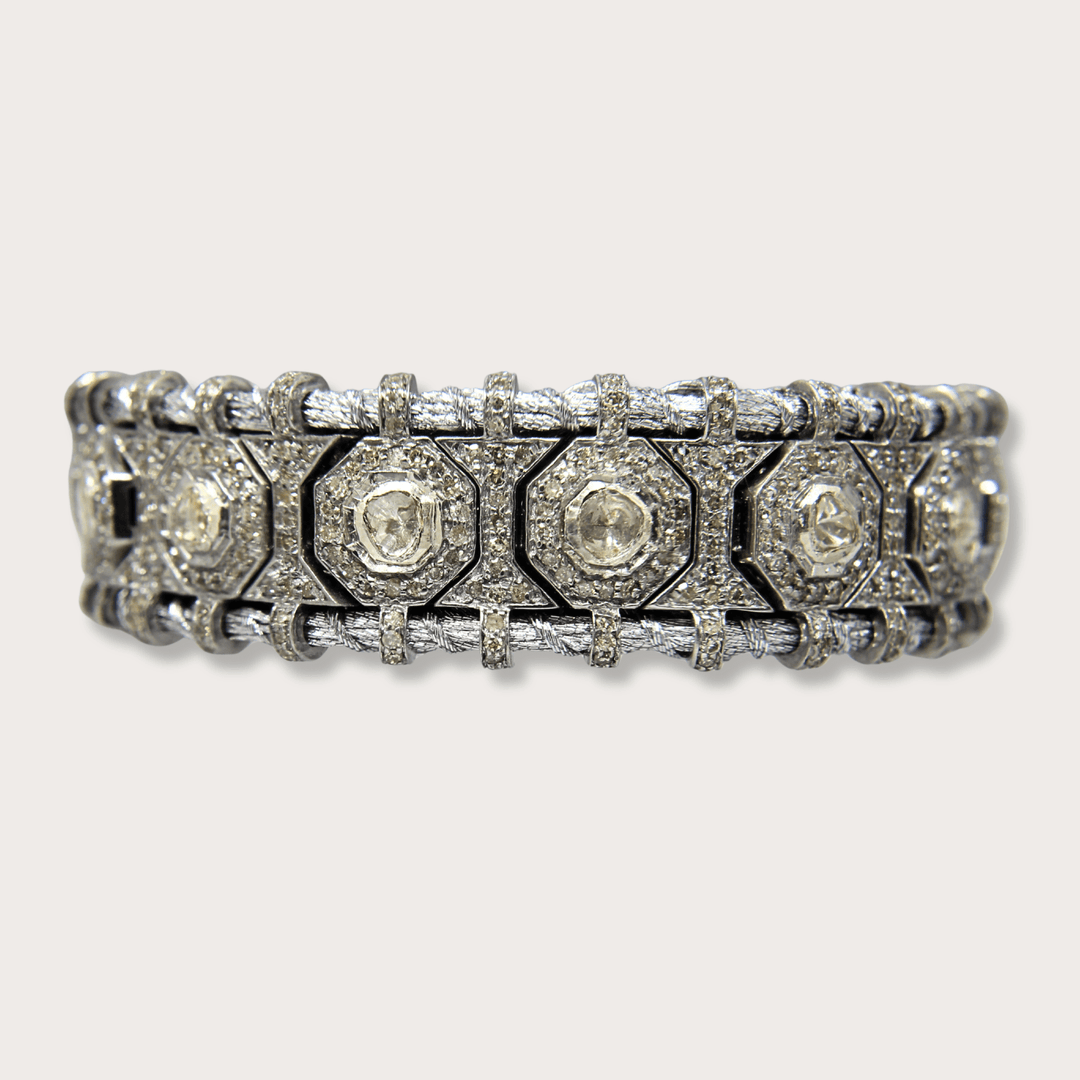 Pulsera Macrame Silver Polki - LAURA CANTU JEWELRY