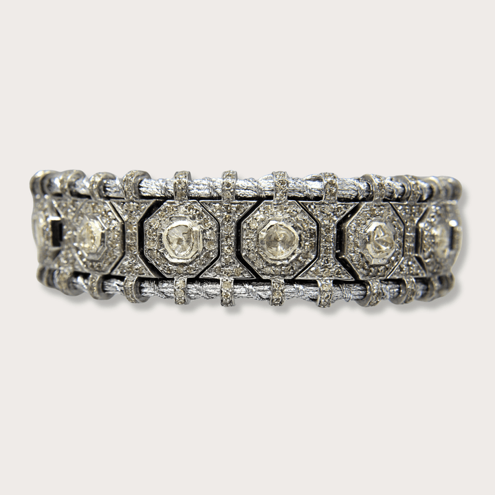 Pulsera Macrame Silver Polki - LAURA CANTU JEWELRY