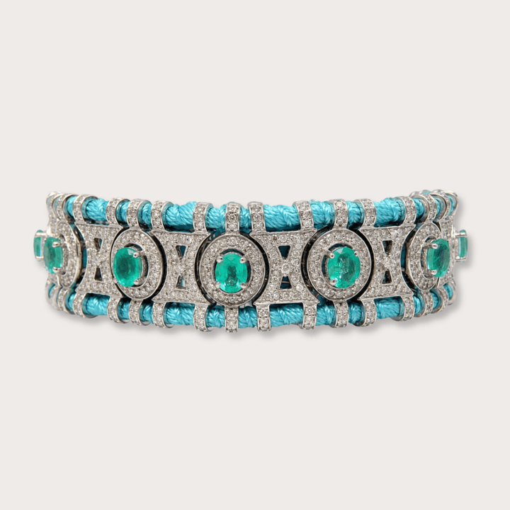 Pulsera Macrame Sky Blue Emerald - LAURA CANTU JEWELRY
