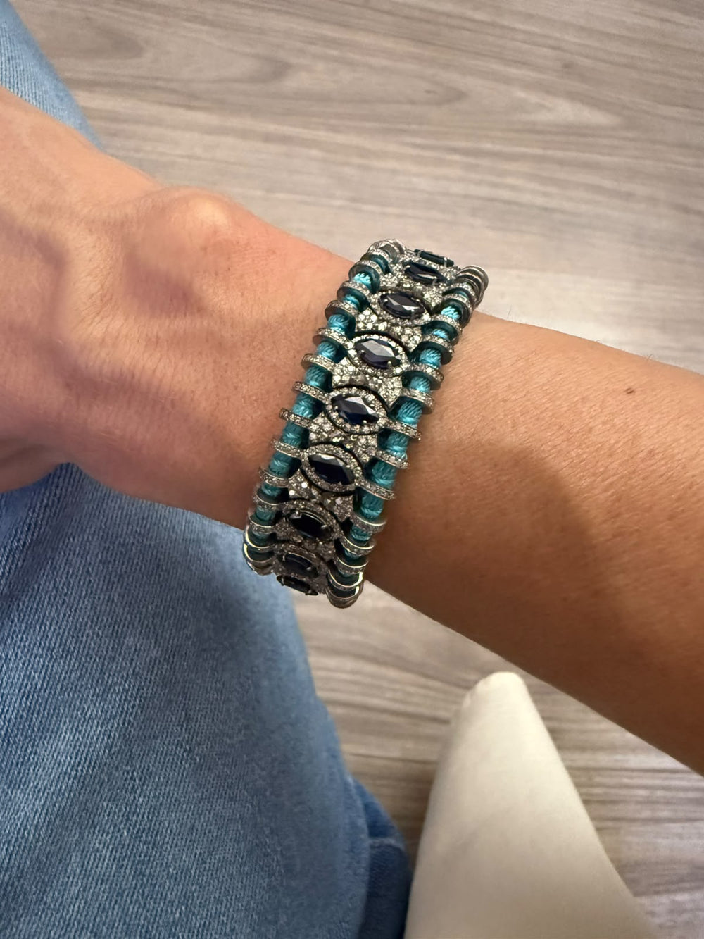 Pulsera Macrame Sky Blue Saphire - LAURA CANTU JEWELRY
