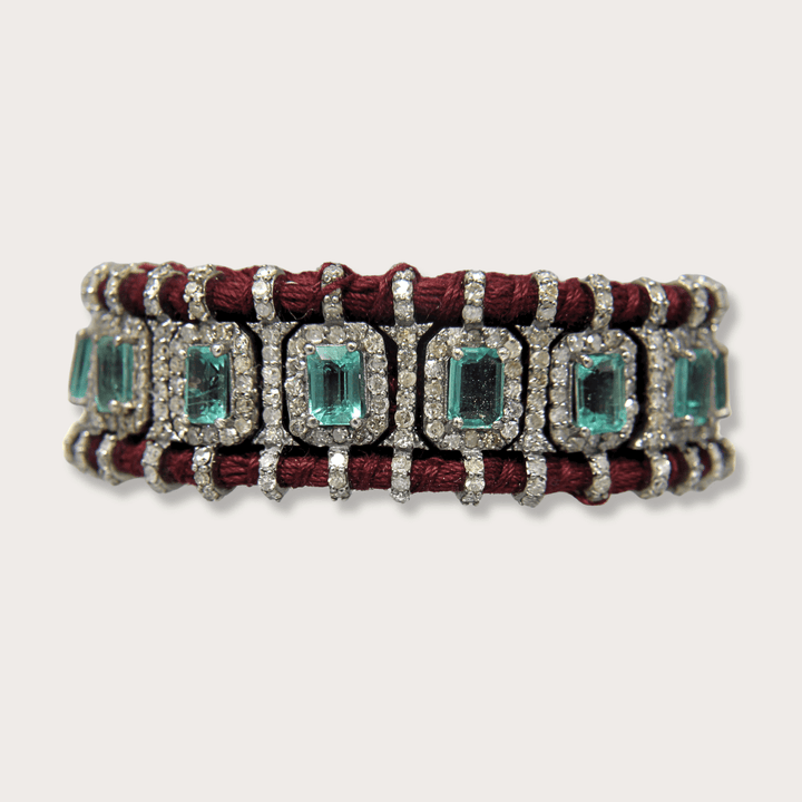 Pulsera Macrame Wine Emerald - LAURA CANTU JEWELRY